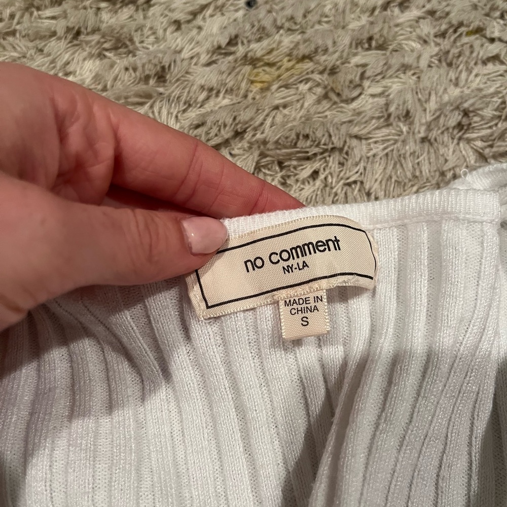 White Ribbed Knit Cardigan - Picture 3 of 3